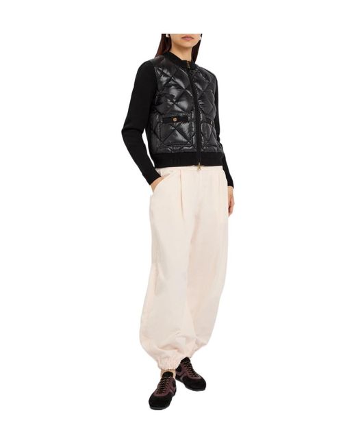 Moncler Black Quilted Cotton And Nylon Cardigan