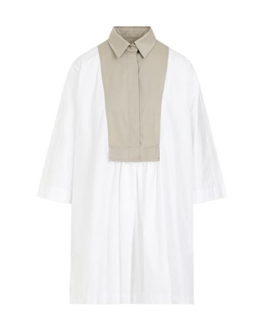Max Mara White Collared Long-Sleeved Shirt Dress