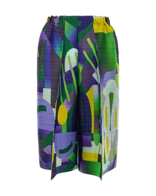 Pleats Please Issey Miyake Green Pleats Please Issey Miyake Playground Shorts