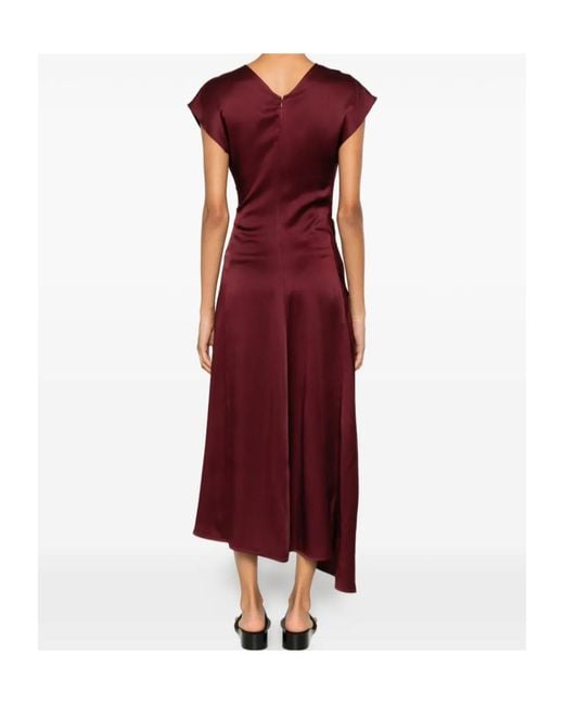 Victoria Beckham Red Draped Maxi Dress