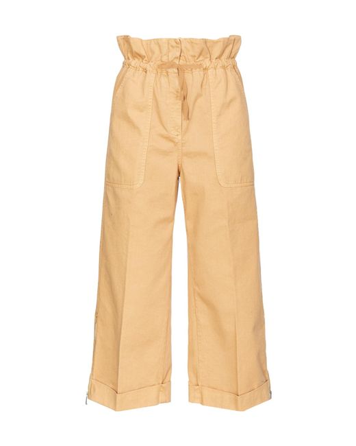 Pinko Natural Drawstring Cropped Trousers