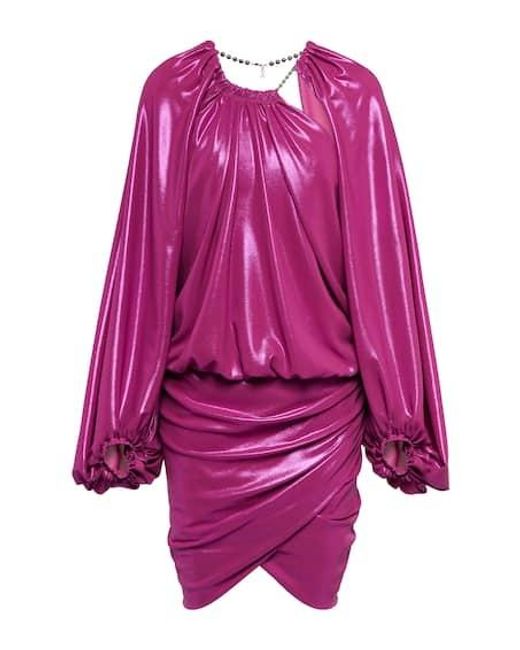 The Attico Purple Karen Lamé Georgette Minidress
