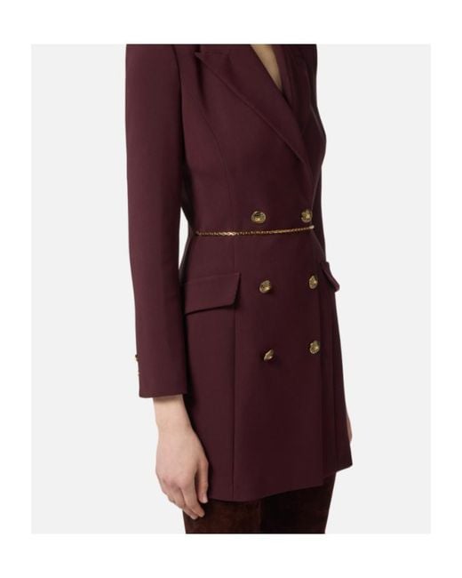 Elisabetta Franchi Purple Chain Lightweight Crêpe Dress