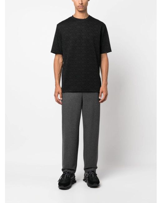 Moschino Black Jacquard Logo-Motif T-Shirt for men