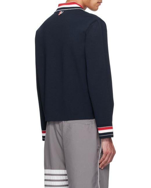 Thom Browne Blue Rwb-Stripe Bomber Jacket for men