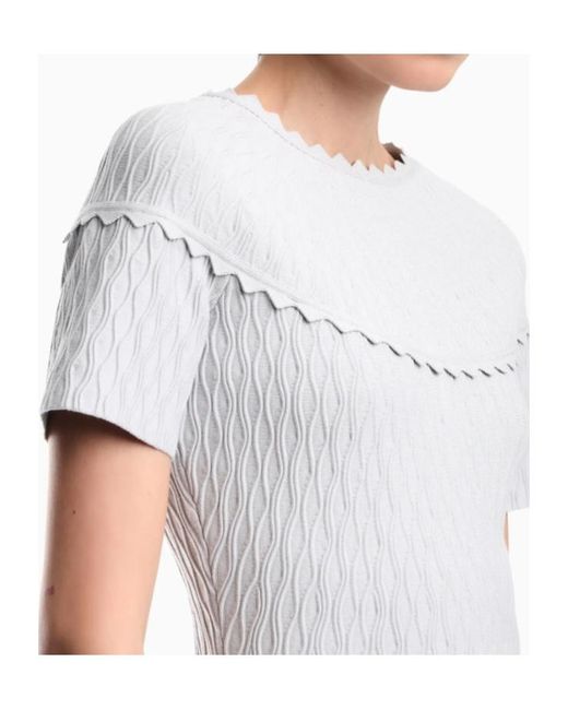Emporio Armani White Short-Sleeved, Cropped, Round-Neck Dress