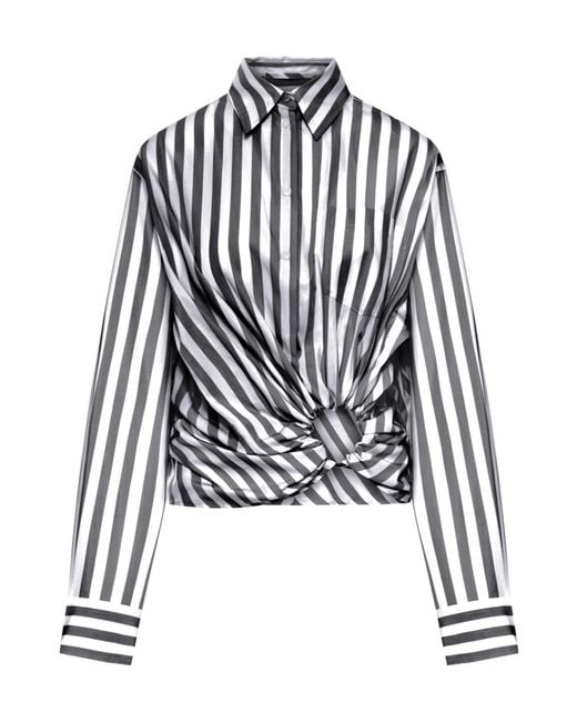Sportmax Black Palmizi Cropped Cotton Shirt With Front Knot
