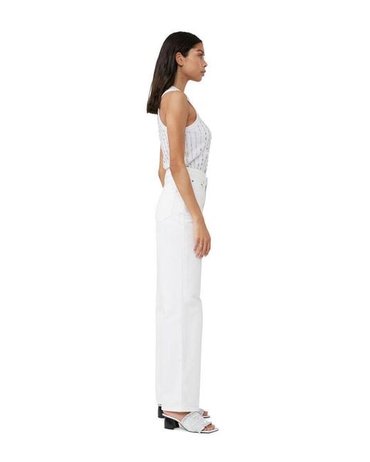 Ganni White Embellished Sleeveless Tank Top