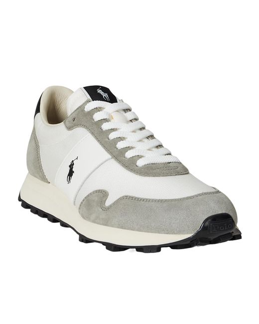 Polo Ralph Lauren White Prl Trail 125 Suede Mesh Sneakers for men