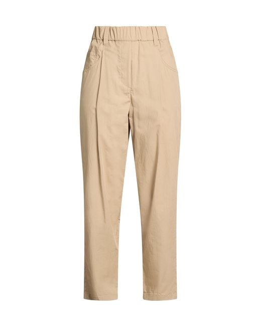 Brunello Cucinelli Natural Plain Colour Casual Trouser