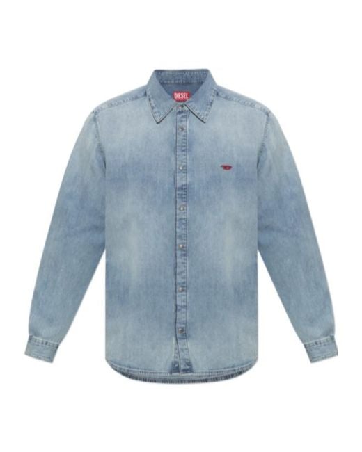 DIESEL Blue Long-Sleeve Denim Shirt for men