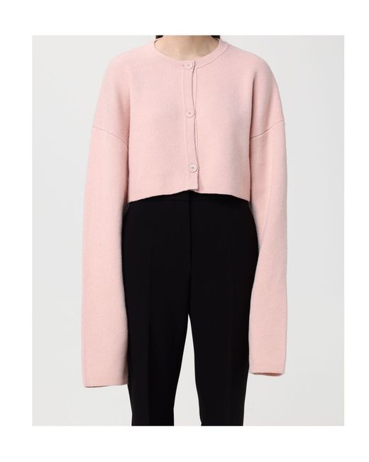 Totême Pink Buttoned Round-Neck Cardigan