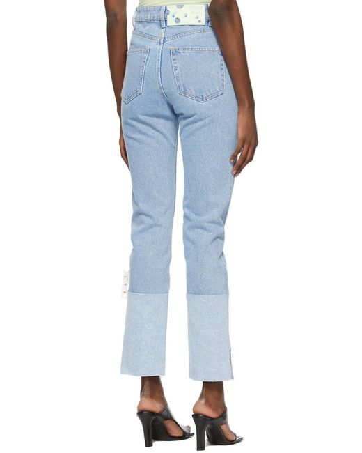 Off-White c/o Virgil Abloh Blue High-Rise Straight-Leg Jeans