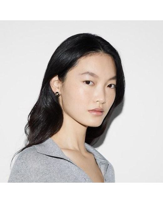 Gucci White Interlocking 18K Stud Earrings