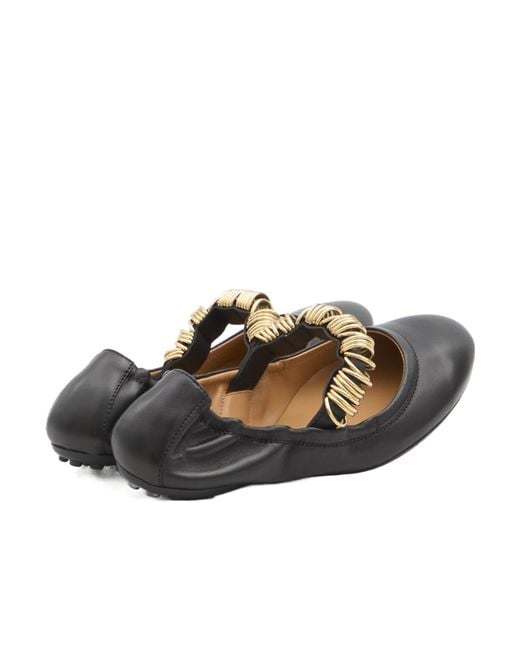 Tod's Brown Ring Embellished Ballerinas