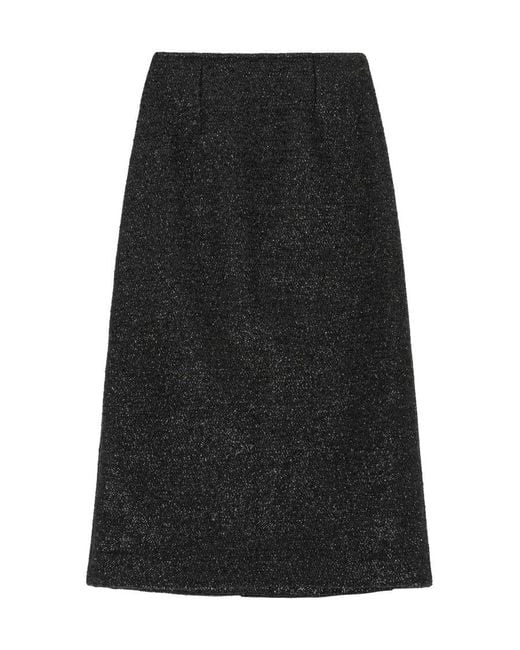 Ganni Black Sparkle Wrap Midi Skirt