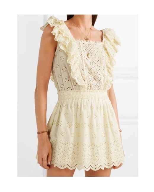 LoveShackFancy Natural Dora Ruffle Mini Dress