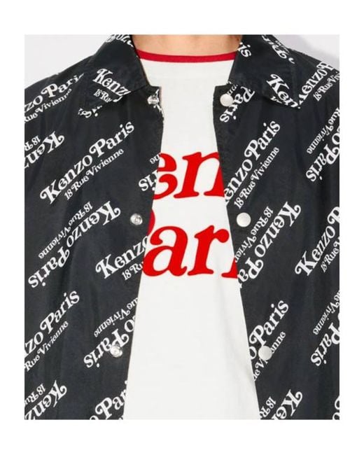 KENZO Gray Logo-Print Hoodie Windbreaker for men