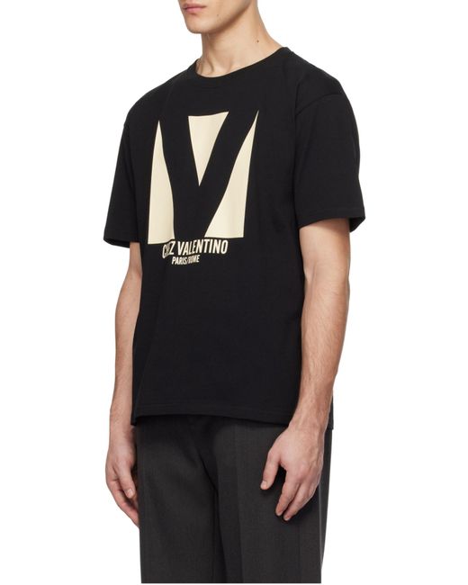 Valentino Black Chez -Printed Crewneck T-Shirt for men