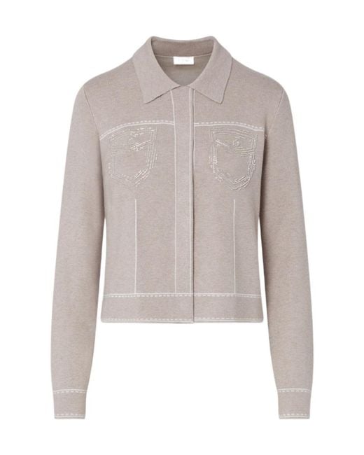 Liu Jo Gray Knit Jacket With Beads