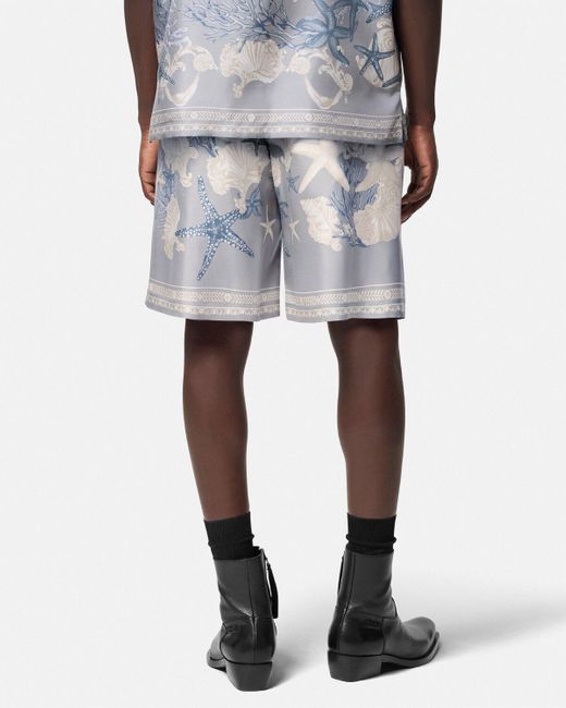 Versace Gray Barocco Sea Printed Elasticated Waistband Shorts for men