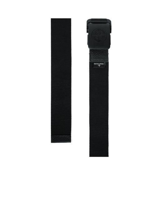 Stone Island Black Embossed Buckle Belt for men