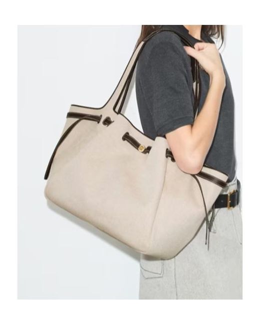 Tory Burch Natural Romy Top Handle Bag