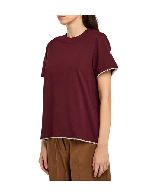 Moncler Red Ruffled Round Neck T-Shirt