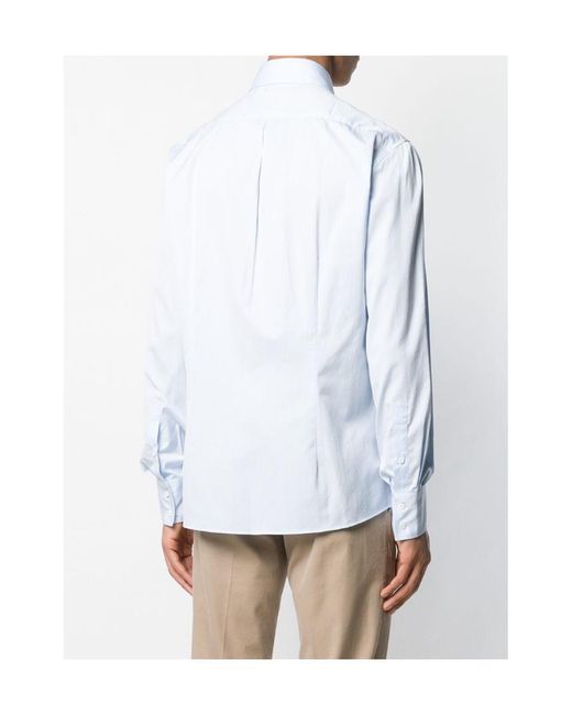 Brunello Cucinelli White Long Sleeved Slim Fit Shirt for men