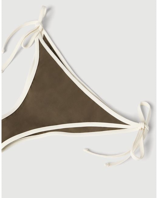 Brunello Cucinelli Gray Contrast-Piped Bikini Bottoms