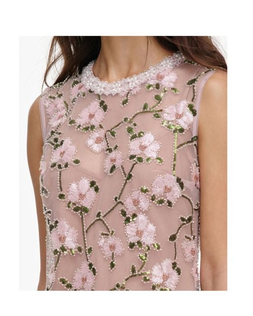 Self-Portrait Brown Floral Sequin Embellished Mini Dress