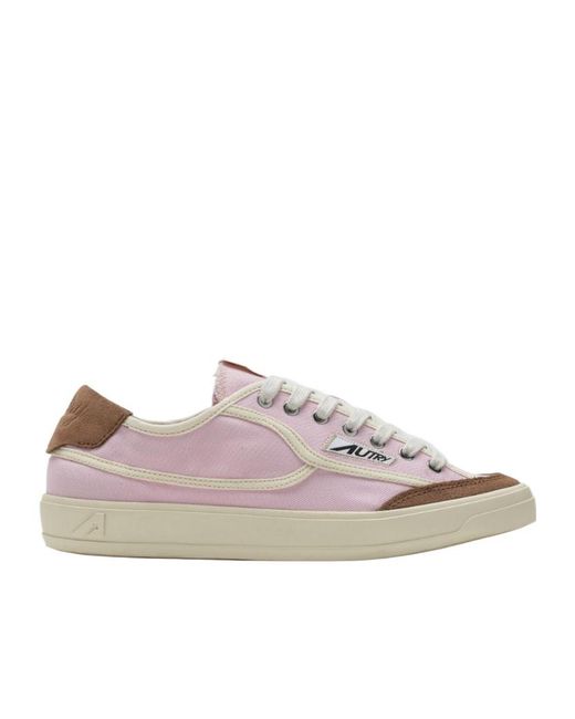 Autry Pink Windscape Canvas Low-Top Sneakers