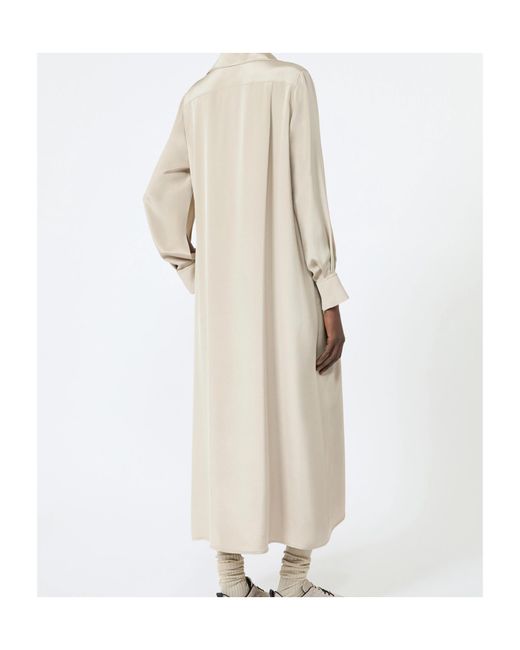 Max Mara White Gambero Long-Sleeve Midi Dress