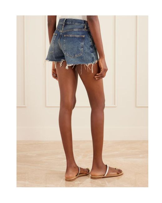 FRAME Blue Denim Shorts With Belt Loops
