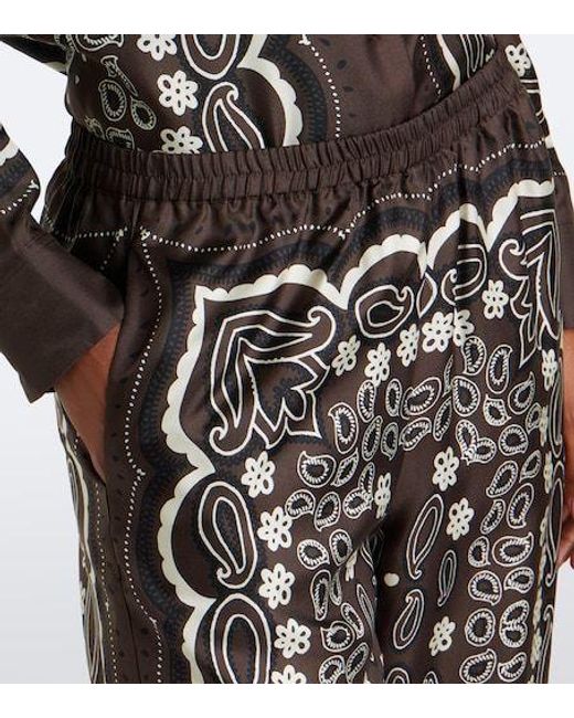 Nili Lotan Black Morgan Printed Silk Twill Wide-Leg Pants