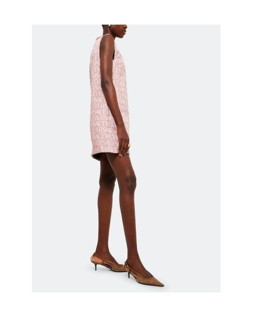 Versace Brown Logo Jacquard Slingback Pumps