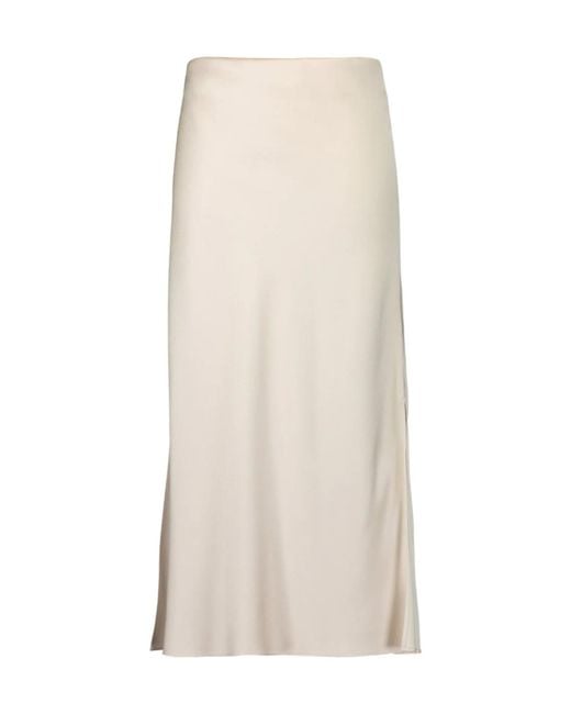Brunello Cucinelli White High Waisted A-Line Midi Skirt
