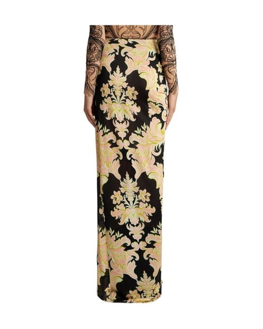 Etro Metallic Floral Printed Wrap Maxi Skirt