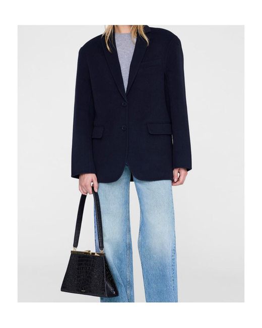 Anine Bing Blue Quinn Buttoned Blazer