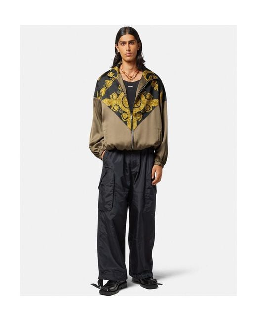 Versace Green Baroque Pattern Zip-Up Track Jacket for men