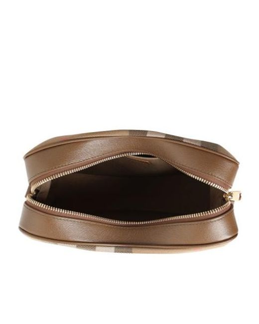 Burberry Brown Checked Large Camera Shoulder Bag