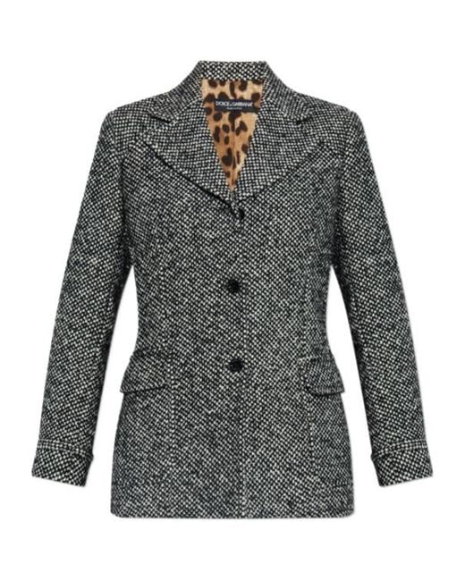 Dolce & Gabbana Gray Single-Breasted Blazer