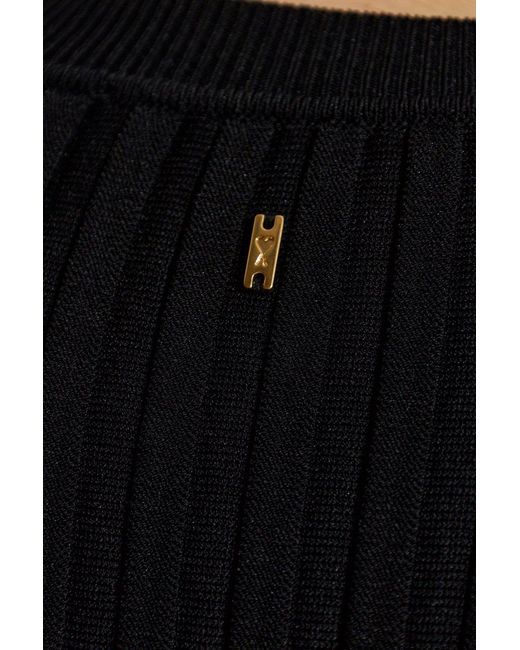 AMI Black Ami Ribbed Long Sleeve Knitted Dress