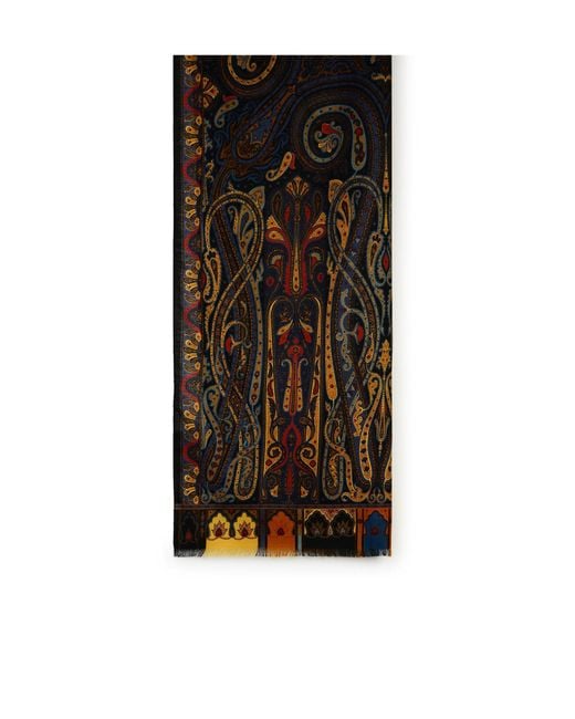 Etro Brown Patterned Fringed Scarf
