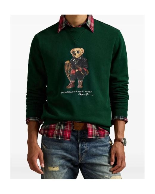 Polo Ralph Lauren Green Polo Bear Printed Crewneck Sweatshirt for men