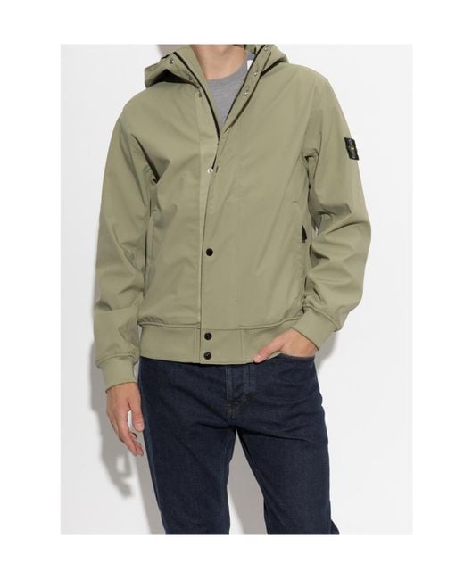 Stone Island Green Hooded Zip-Up Jacket for men