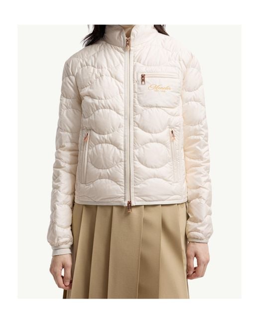 Moncler White Tegea Wave-Quilted Short Down Jacket