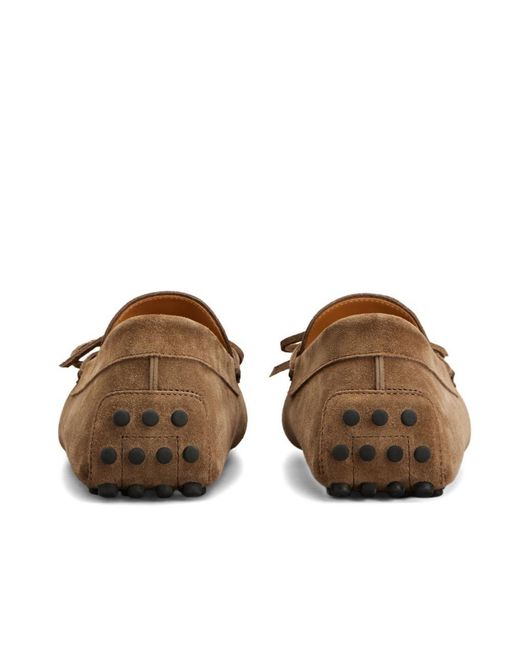 Tod's Brown Logo Detailed Lace-Up Boat Shoes for men