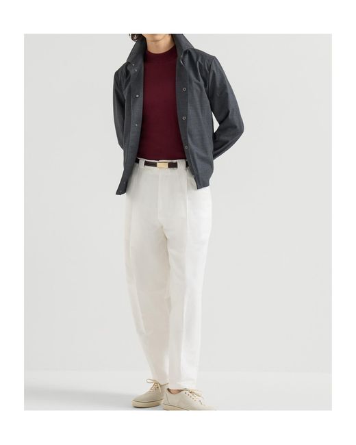 Brunello Cucinelli Blue Snap-Front Short Coat for men