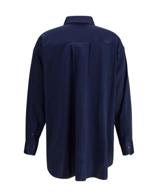 Tom Ford Blue Satin Relaxed Fit Shirt